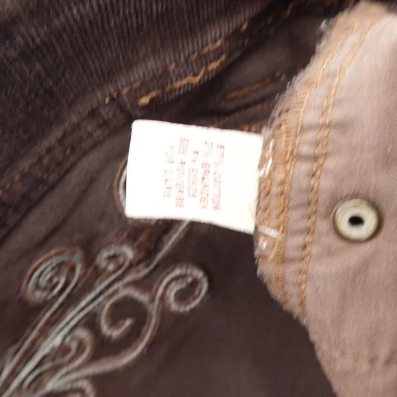 Reba Pants Womens 10 Brown Corduroy Straight Leg Embroidered Back Yoke 5 Pocket - Picture 10 of 11